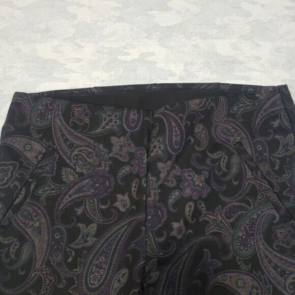 Chicos Fabulously Slimming Womens 2 Black Paisley Print Pull On Pockets - Picture 2 of 10